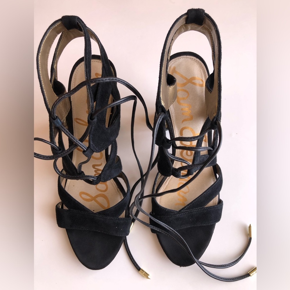Sam Edelman Yardley Lace-Up Suede Block Heel Sandals